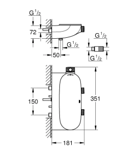 Внешняя часть термостата для душа GROHE Grohtherm SmartControl, хром (34714000)