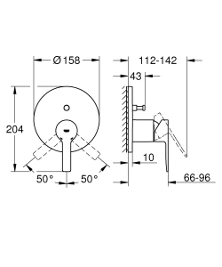 Внешняя часть смесителя для ванны GROHE Lineare, суперсталь (24064DC1)
