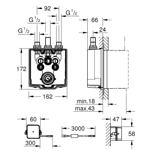Встраиваемая часть термостата для душа GROHE Eurosmart Cosmopolitan E Special, питание от сети (36459000)