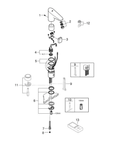 Кран для раковины GROHE Europlus E инфракрасный, без функции смешивания, хром (36208001)