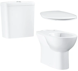 Унитаз напольный безободковый GROHE Bau Ceramic с бачком и сиденьем c микролифтом, альпин-белый (NW0076)