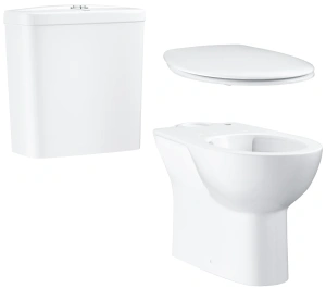 Унитаз напольный GROHE Bau Ceramic с бачком и сиденьем с микролифтом, альпин-белый (NW0077)