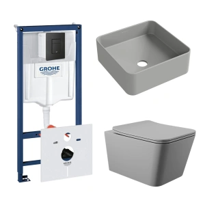 Комплект инсталляции GROHE Solido 38811KF0 с унитазом Aqueduto MACIO MAC0130 и раковиной Aqueduto ESPIRAL ESP0330 (NW0363)