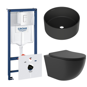 Комплект инсталляции GROHE Rapid SL 38772SH0 с унитазом Aqueduto OVO OVOT2140 и раковиной Aqueduto ESPIRAL D400 ESP0140 (NW0604)