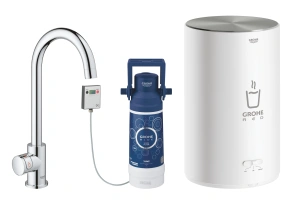 Комплект для кухни GROHE Red Mono с C-образным вентилем, бойлером M-Size и фильтром, хром (30085001)