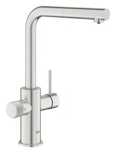 Смеситель для кухни GROHE Blue Pure Minta c вытяжным изливом и фильтрацией, суперсталь (30590DC0)