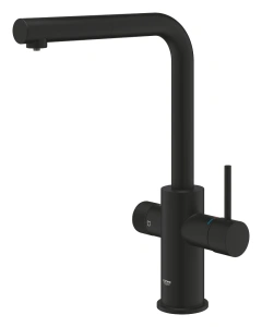 Смеситель для кухонной мойки GROHE Blue Pure Minta c вытяжным изливом, функцией фильтрации, без фильтра в комплекте, фантомный черный (30590KF0)