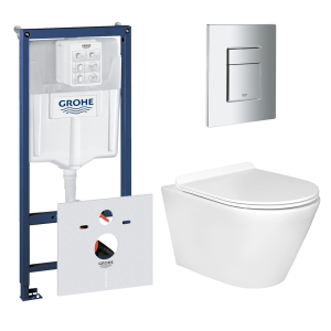 Комплект инсталляции GROHE 38775001 с унитазом Aquatek АЛЬФА и сиденьем с микролифтом (NW0188)