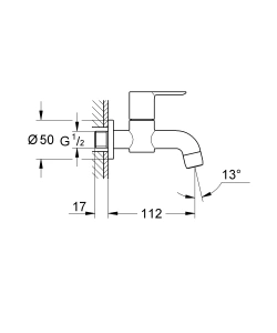 Кран для раковины GROHE BauEdge, без функции смешивания, хром (20238000)