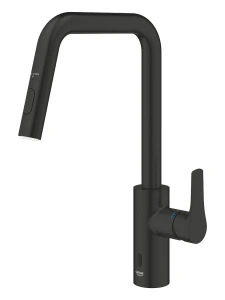Смеситель для мойки GROHE Eurosmart инфокрасный, с выдвижной лейкой, матовый черный (1012352430)