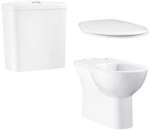 Унитаз напольный GROHE Bau Ceramic с бачком и сиденьем c микролифтом, альпин-белый (NW0080)
