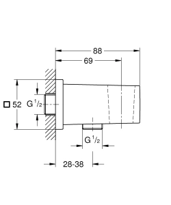 Подключение для душевого шланга и держатель для ручного душа GROHE Euphoria Cube, суперсталь (26370DC0)