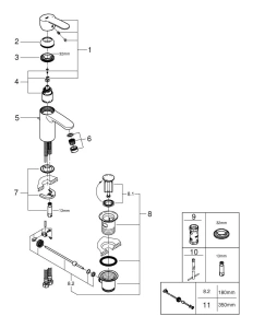 Смеситель для раковины GROHE Eurostyle Cosmopolitan, S-size, хром (3355220E)