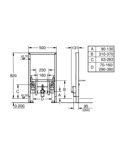 Система инсталляции для биде GROHE Rapid SL (0,82 м) для монтажа перед стеной (38543000)