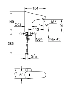 Смеситель для раковины GROHE Europlus E инфракрасный, хром (36207001)
