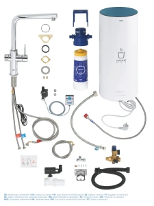 Комплект для кухни GROHE Red Duo с L-образным смесителем, бойлером L-Size и фильтром, хром (30325001)