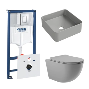 Комплект инсталляции GROHE Rapid SL 38775001 с унитазом Aqueduto OVO0130 и раковиной Aqueduto ESPIRAL ESP0330 (NW0358)