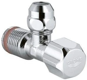 Угловой вентиль GROHE с металлической розеткой и уплотнительным кольцом, 1/2"*3/8", хром (22023000)