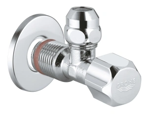 Угловой вентиль GROHE с металлической розеткой и уплотнительным кольцом, 1/2"*3/8", хром (22023000)