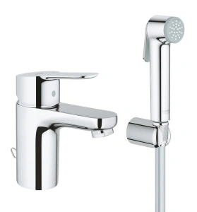 Смеситель для раковины GROHE BauEdge с цепочкой и гигиеническим душем, S-Size, хром (23757000/U), уцененный товар