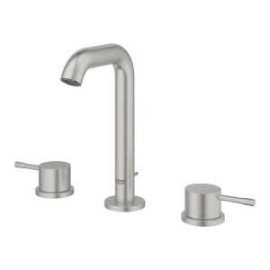 Смеситель для раковины GROHE Essence на 3 отверстия с донным клапаном, M-size, суперсталь (20296DC1)