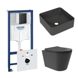 Комплект инсталляции GROHE Solido 38811KF0 с унитазом Aqueduto OVO Plus OVOT0240 и раковиной Aqueduto ESPIRAL ESP0340 (NW0379)