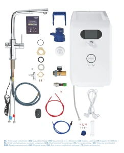 Смеситель для кухни GROHE Blue Professional с вытяжным изливом, функцией фильтрации, системой охлаждения и газирования воды, Wi-Fi, хром (313