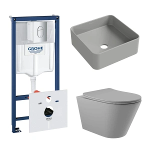 Комплект инсталляции GROHE Rapid SL NW0145/S с унитазом Aqueduto CONE CON0130 и раковиной Aqueduto ESPIRAL ESP0330 (NW0369)