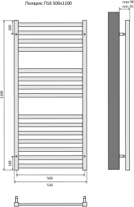 Полотенцесушитель водяной Aquatek Поларис П16 500x1100, черный муар AQ KO1610BL
