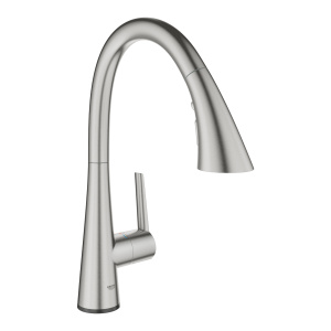 Смеситель для кухни GROHE Zedra Touch сенсорный с вытяжным душем 3jet, суперсталь (30219DC2)