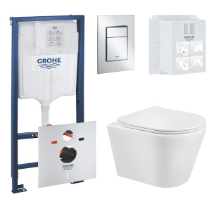 Комплект инсталляции GROHE Rapid SL 3 в 1 с унитазом Aquatek ВЕГА AQ1804T-00 и звукоизоляционным комплектом (NW0764)
