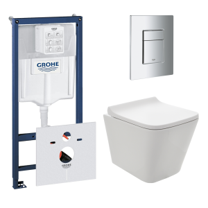 Комплект инсталляции GROHE 38775001 с унитазом AQUAme AQM2004 и сиденьем с микролифтом (NW0169)