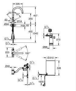 Комплект для кухни GROHE Red Basic Duo, смеситель и бойлер размера M, хром (30320000)