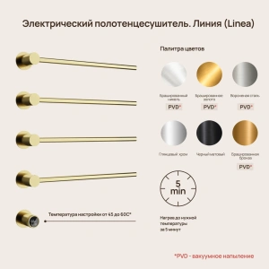 Полотенцесушитель электрический встраиваемый Sancos Линия (Linea), брашированное золото (SC14001BG)
