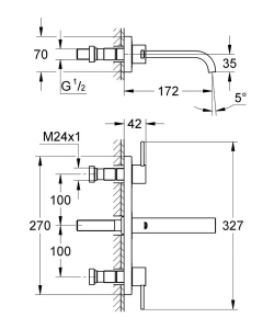 Внешняя часть смесителя для раковины GROHE Allure на 3 отверстия, S-size, хром (20189000)