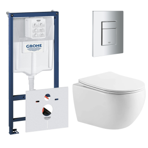 Комплект инсталляции GROHE 38775001 с унитазом Aquatek ЕВРОПА и сиденьем с микролифтом (NW0520)
