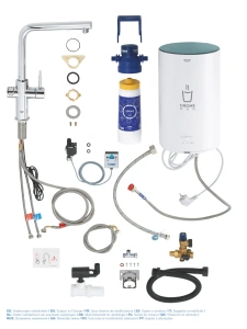 Комплект для кухни GROHE Red Duo с L-образным смесителем, бойлером M-Size и фильтром, хром (30327001)