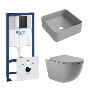 Комплект инсталляции GROHE Solido 38811KF0 с унитазом Aqueduto OVO0130 и раковиной Aqueduto ESPIRAL ESP0330 (NW0359)