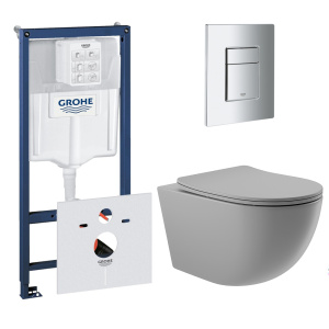 Комплект инсталляции GROHE Rapid SL 38775001 с унитазом Aqueduto OVO OVOT2130 и сиденьем с микролифтом (NW0543)
