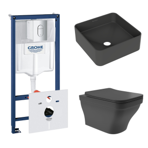 Комплект инсталляции GROHE Rapid SL NW0145/S с унитазом Aqueduto ESTETA EST0140 и раковиной Aqueduto ESPIRAL ESP0340 (NW0373)