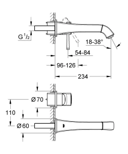 Внешняя часть смесителя для раковины GROHE Grandera на 2 отверстия, хром (19930000)
