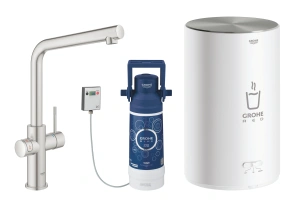 Комплект для кухни GROHE Red Duo с L-образным смесителем, бойлером M-Size и фильтром, суперсталь (30327DC1)