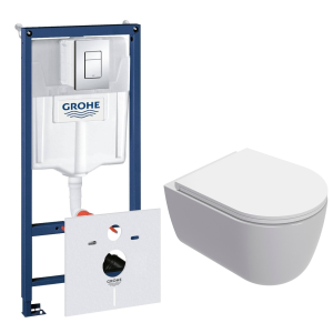 Комплект инсталляции GROHE Rapid SL 38775001 с унитазом AQUAme AQM2013PRO и сиденьем с микролифтом, смыв Invisible (NW0316)