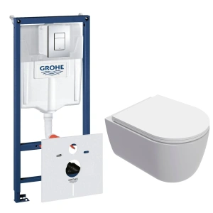Комплект инсталляции GROHE Rapid SL 38775001 с унитазом AQUAme AQM2013PRO и сиденьем с микролифтом, смыв Invisible (NW0316)