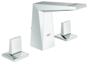 Смеситель для раковины GROHE Allure Brilliant на 3 отверстия, с донным клапаном и низким изливом, хром (20342000)