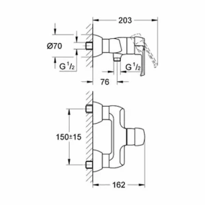 Смеситель для душа GROHE Eurowing, хром (33679000)