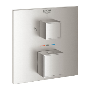 Внешняя часть термостата для душа GROHE Grohtherm Cube на 2 потребителя, суперсталь (24154DC0)
