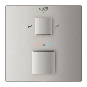 Внешняя часть термостата для ванны GROHE Grohtherm Cube на 2 потребителя, суперсталь (24155DC0)