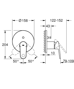 Внешняя часть смесителя для ванны GROHE Europlus, хром (24060002)