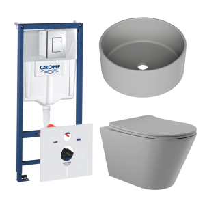 Комплект инсталляции GROHE Rapid SL 38775001 с унитазом Aqueduto CONE CONT2130 и раковиной Aqueduto ESPIRAL D400 ESP0130 (NW0587)